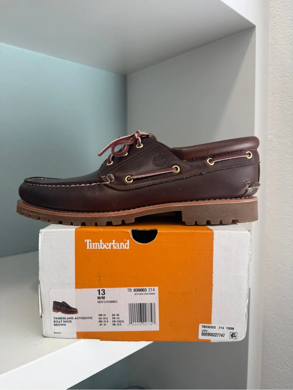Timberland Authentic Boat Shoe 3 Eye Lug NEW Brown TB030003 214 Men’s
